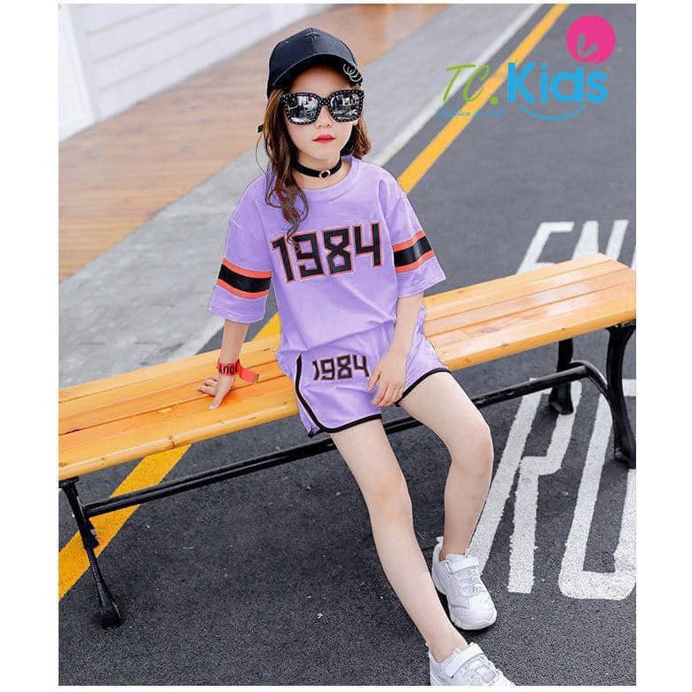 Bộ bé gái đùi Cute sang chảnh diện mùa hè thun cotton xinh mát