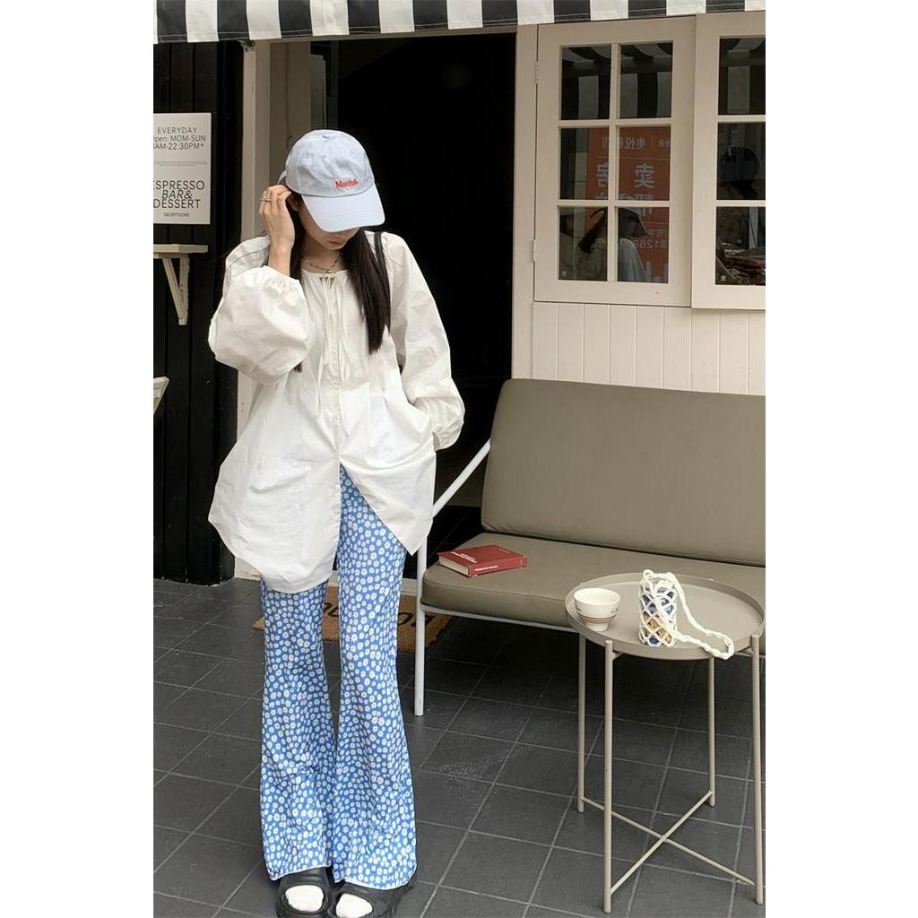 Áo Sơ Mi Trắng Dài Tay In Hoa Cúc Dại Thời Trang 63476