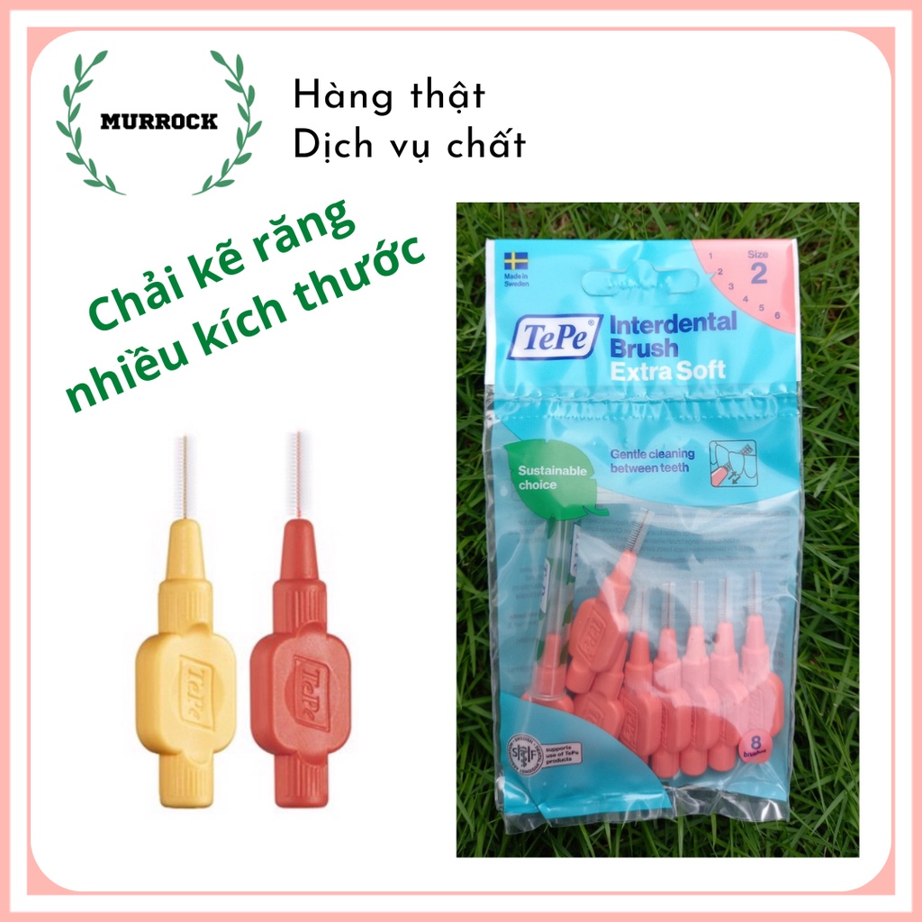 Cây chải kẽ răng  siêu mềm Tepe  Interdental Brush Extra Soft UK Anh Quốc bịch 8 cây