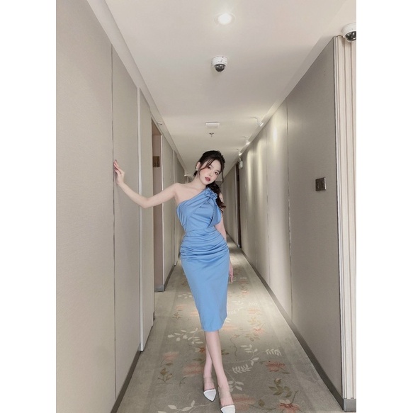 Đầm trắng lệch vai dự tiệc cao cấp ôm body dáng dài | BigBuy360 - bigbuy360.vn