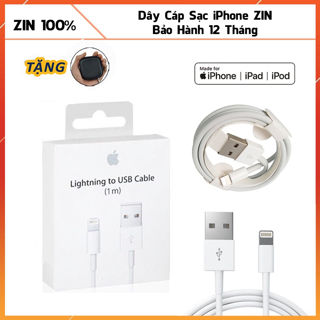 Dây Cáp Sạc iPhone Zin Dành Cho iPhone 5/6/6Plus/7/7Plus/8/8Plus/X/Xsmax/11/12Promax,Không Gây Loạn Cảm Ứng Bảo Hành 12T