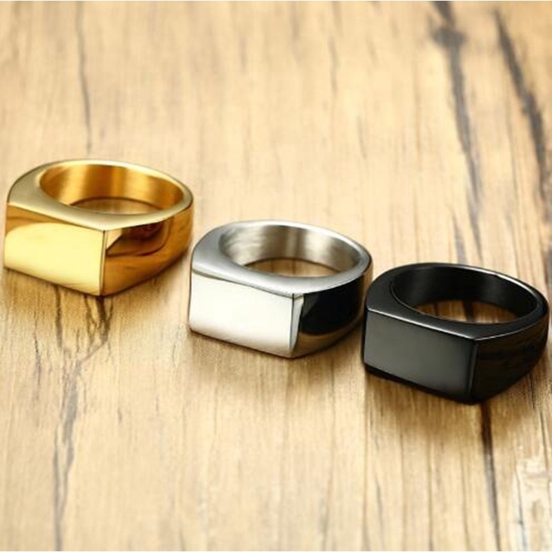 Nhẫn đeo tay màu vàng/bạc/đen đơn giản thời trang dành cho nam giới