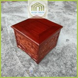 Đôn Đế vuông cao gỗ hương đục cánh sen cao cấp