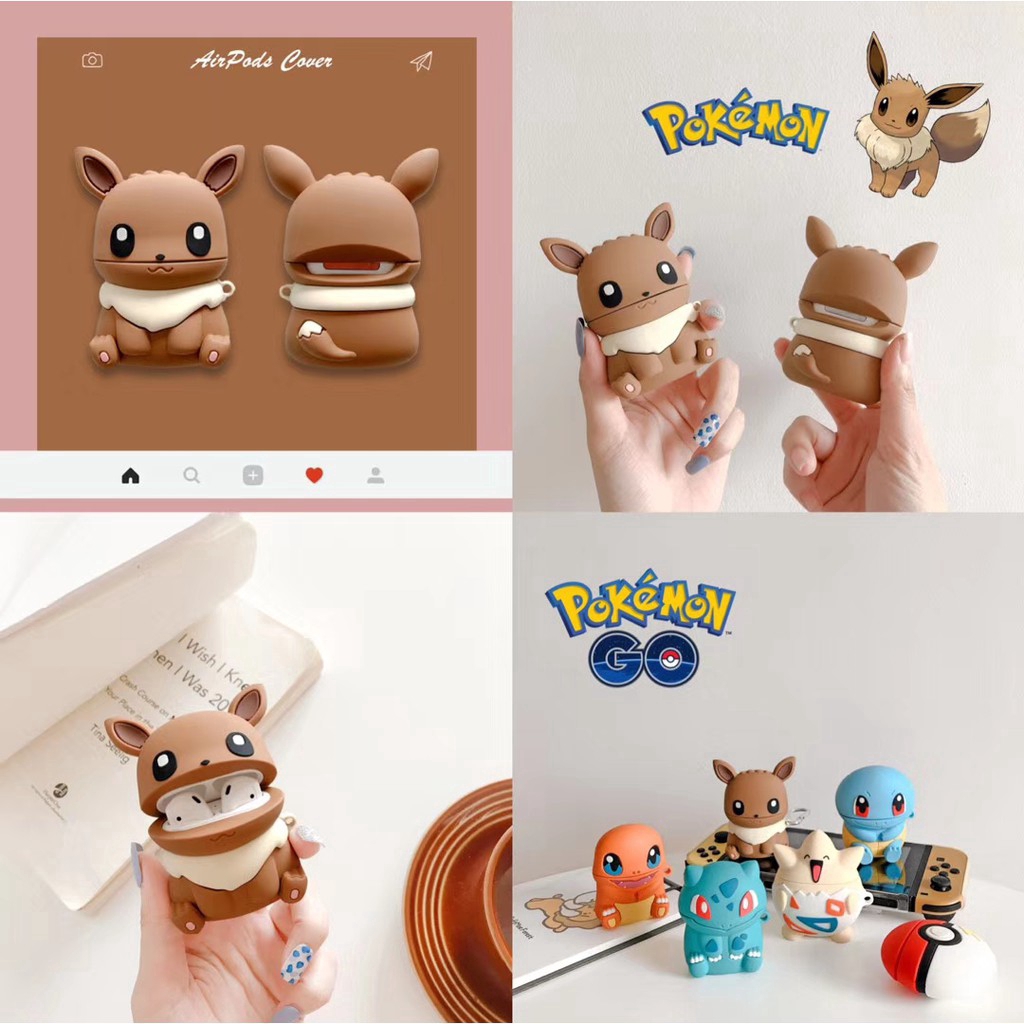 Vỏ Bảo Vệ Hộp Sạc Tai Nghe Kebidumei Cho Airpods 1 / 2 Chất Liệu Tpu Mềm Hình Pokemon Dễ Thương