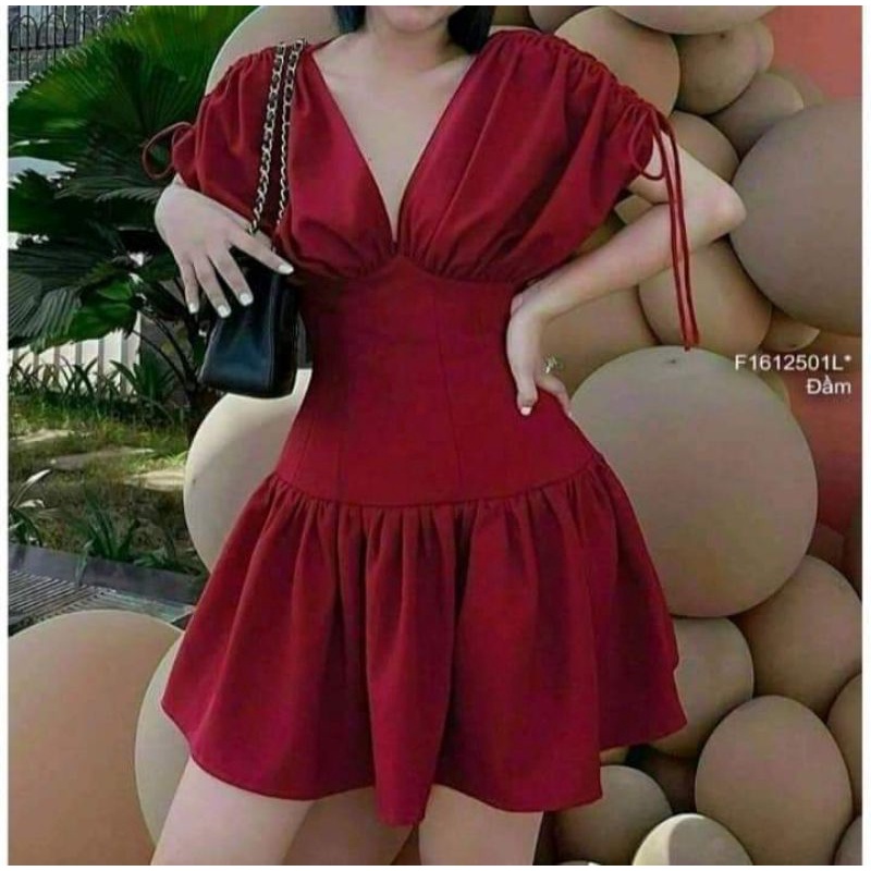 Đầm đỏ thiết kế(giao mẫu ngẫu nhiên ,khách chọn size)