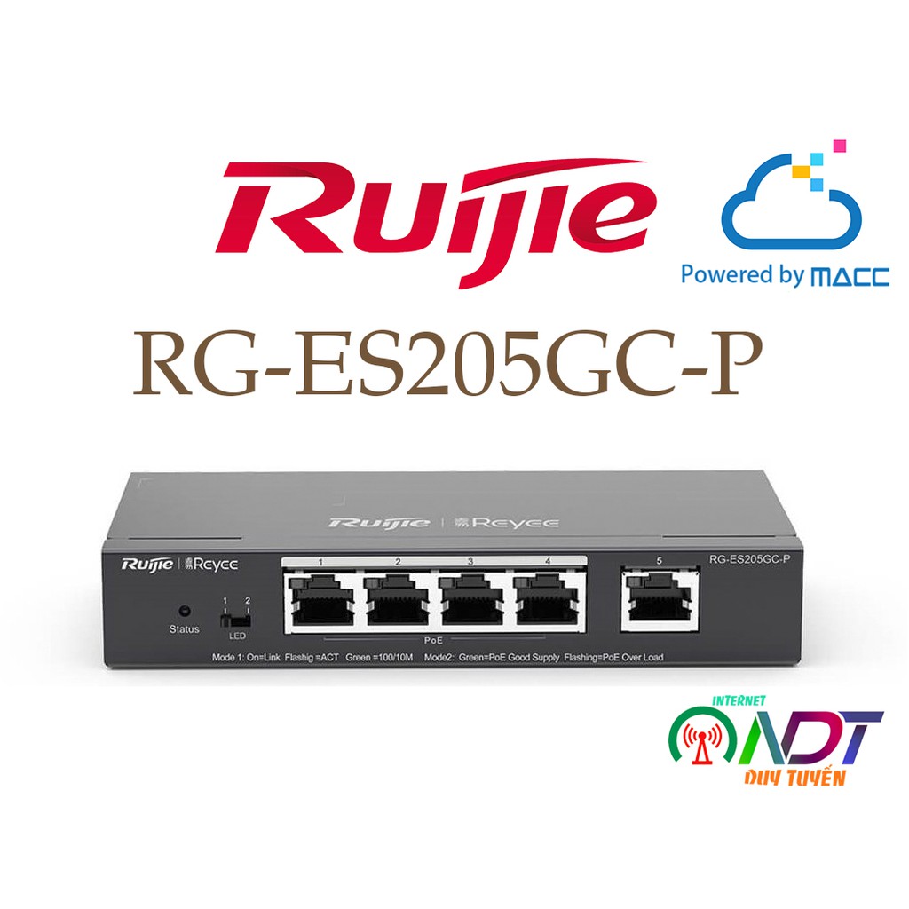 Bộ Chia Mạng Gigabit Switch 8-Port POE - RUIJIE RG-ES205GC-P - RUIJIE RG-ES209GC-P