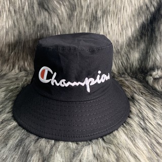 Nón Bucket / Mũ Vành Tròn Tai Bèo Thêu Logo Champion Đen [Ảnh Tự Chụp]