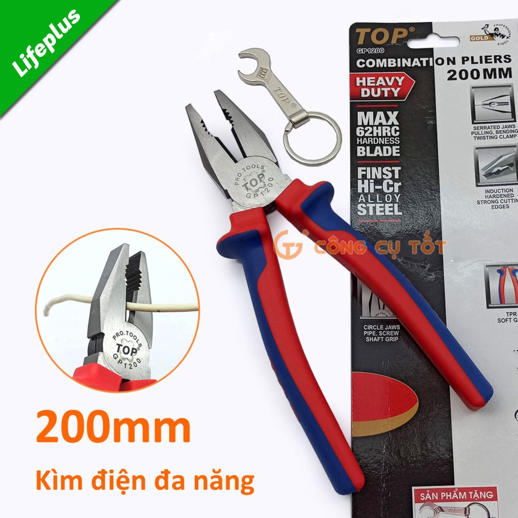 Kìm điện cao cấp TopGold 180mm lưỡi thép giàu Crôm tôi cao tần độ cứng HRC62