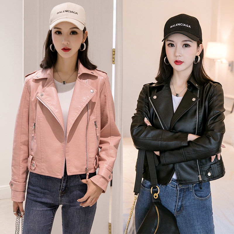 Áo khoác da nhỏ của phụ nữ mùa xuân, mùa thu và mùa đông mới cỡ lớn của phụ nữ phiên bản Hàn Quốc của phong cách mỏng cộ
