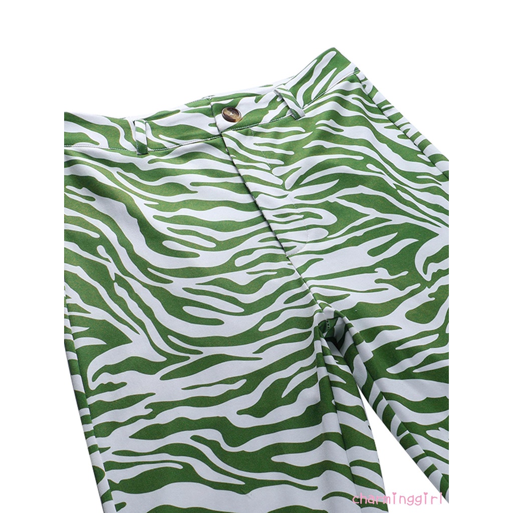 quần ống rộng Lưng Cao Họa Tiết Sọc Ngựa Vằn Thời Trang Mùa Xuân Thu