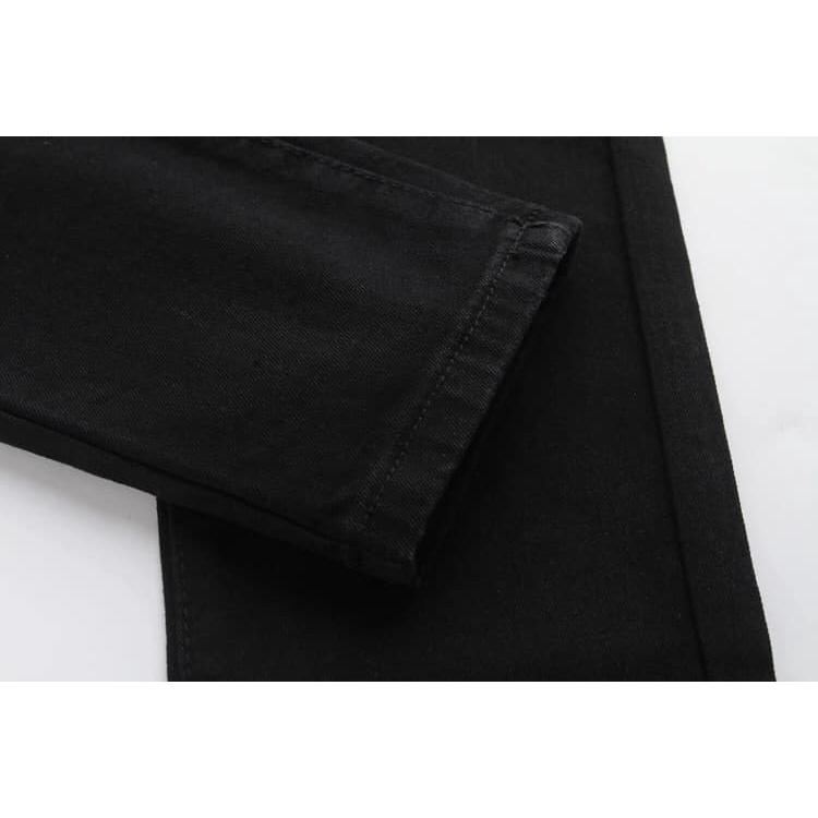 Quần Jean Dài Nam Rách Gối Màu Đen Chất Bò Cao Cấp Co Dãn 4 Chiều Cực Đẹp , From Dáng Skinny mẫu 99861 Siêu Đẹp