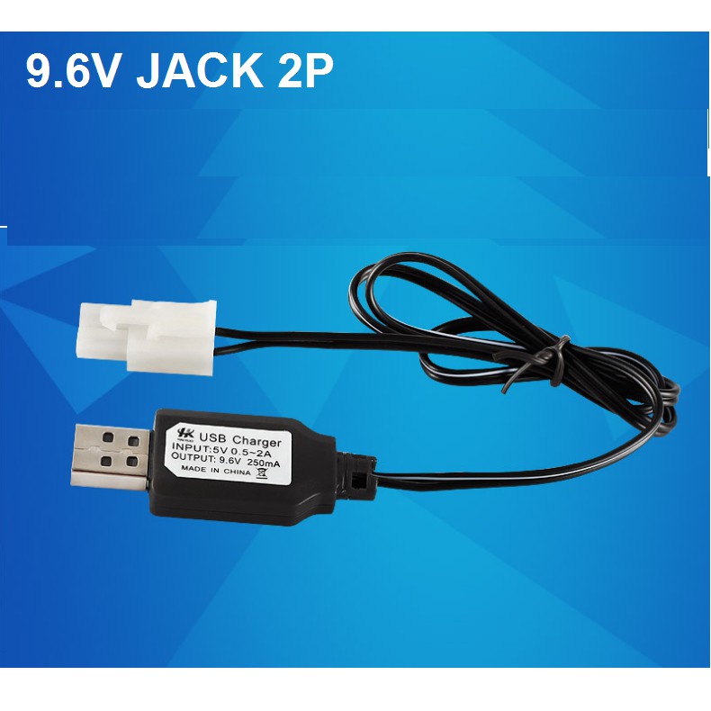 Dây sạc pin 9.6V dùng cho pin xe điều khiển từ xa cổng nối Jack 2P