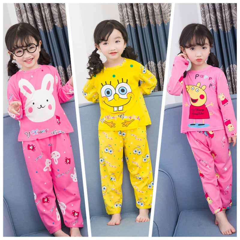 Set đồ ngủ in hình mèo kitty đáng yêu dành cho bé gái