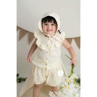 [Hàng thiết kế] Set đồ bé gái kèm nón dễ thương cho bé từ 6 tháng đến 5 tuổi, chất xô muslin cao cấp