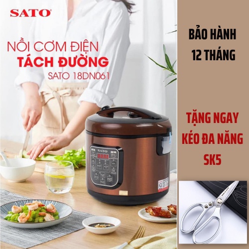 Nồi cơm điện tách đường SATO 1.8L 18DN061 Giúp loại bỏ 40% đường trong cơm Dành Cho Người tiểu đường và béo phì.