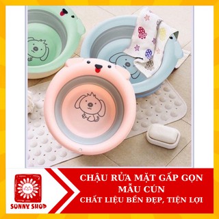 Thau rửa mặt gấp gọn Mẫu Chó cho bé sơ sinh/ Chậu rửa mặt (được chọn màu)
