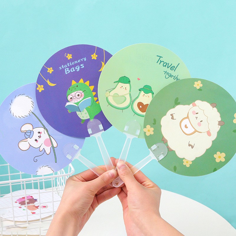 Quạt nhựa cầm tay cute mini hình khủng long, hoạt hình dễ thương đáng yêu