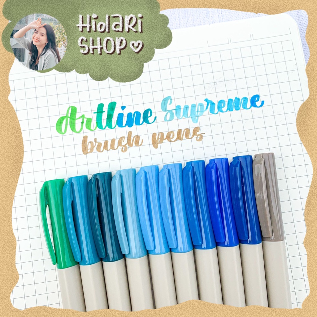 (P2) Bút Thư Pháp Calligraphy Rẻ Ngòi Vừa Artline Supreme Brush Pens - Hidari