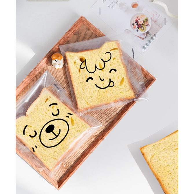 Túi đựng bánh, bao bì đựng bánh kẹo họa tiết hình mặt cười dễ thương, dán miệng, loại 21 cmx15 cm set 10 túi