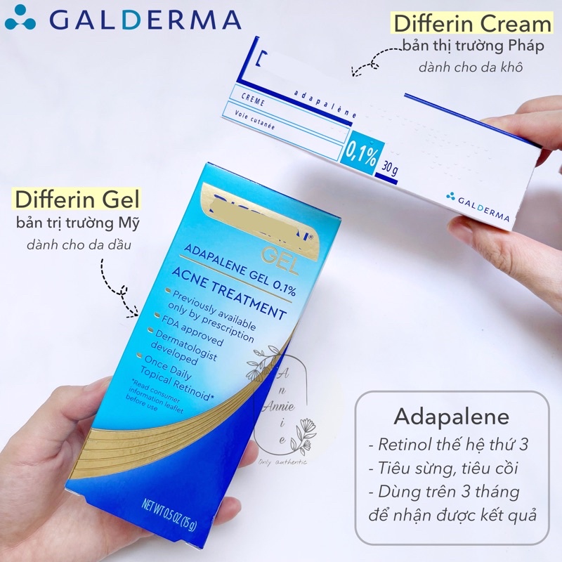 Kem mụn Adapalene 0.1% Diff Cream/Gel