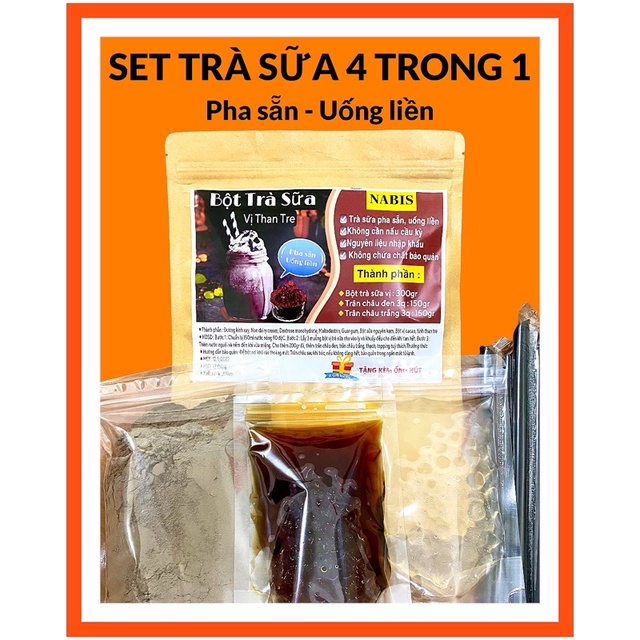 Bột trà sữa Than Tre/TRÀ SỮA TỰ PHA. Kèm 2 gói trân châu 3q thượng hạng.