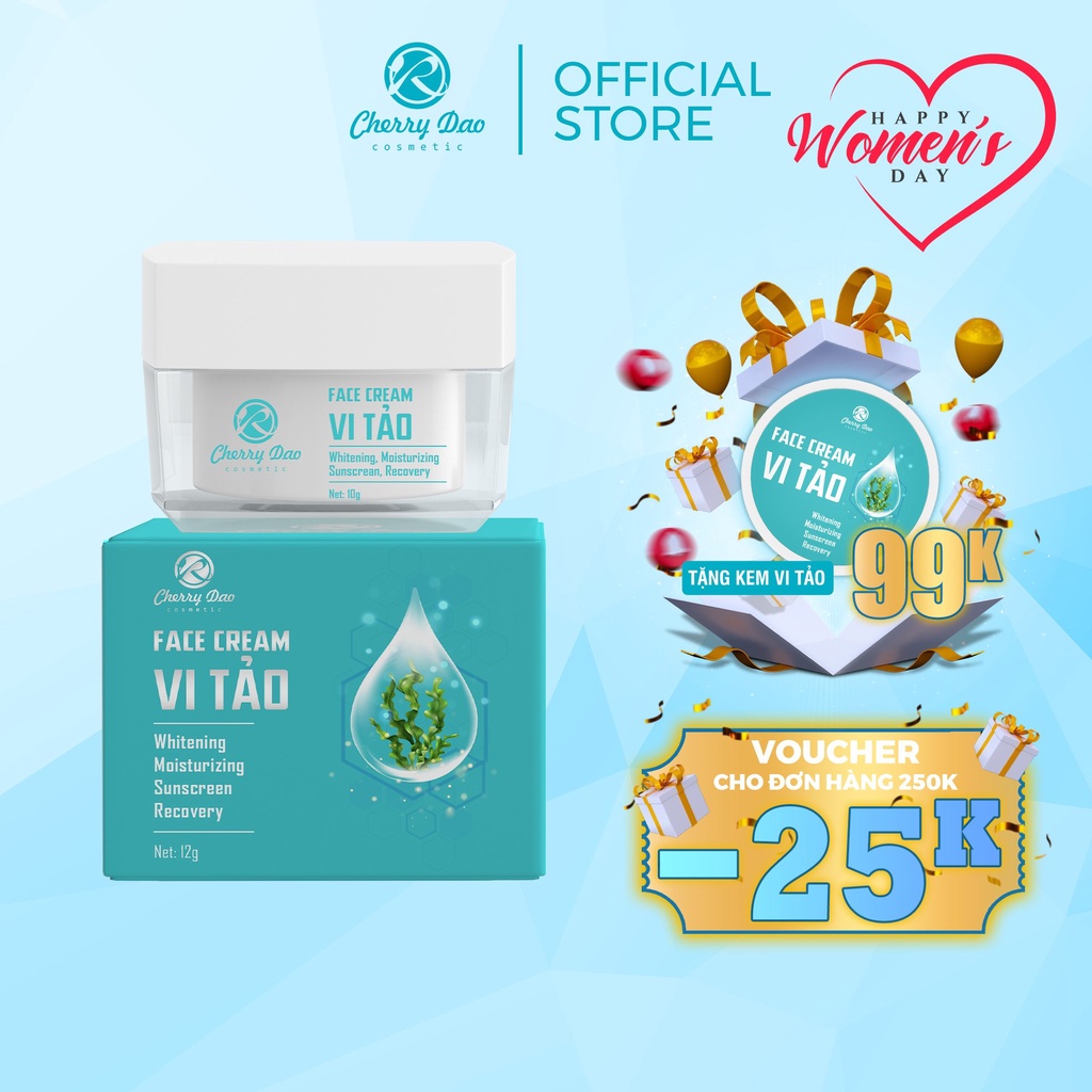 Kem dưỡng trắng da mặt - Kem dưỡng ẩm chính hãng chiết xuất face Vi Tảo Hàn Quốc CRD Cherry Đào