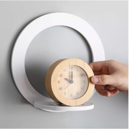 Set 4 kệ gỗ Picomat hình vuông tròn trang trí tường, decor nhà cửa