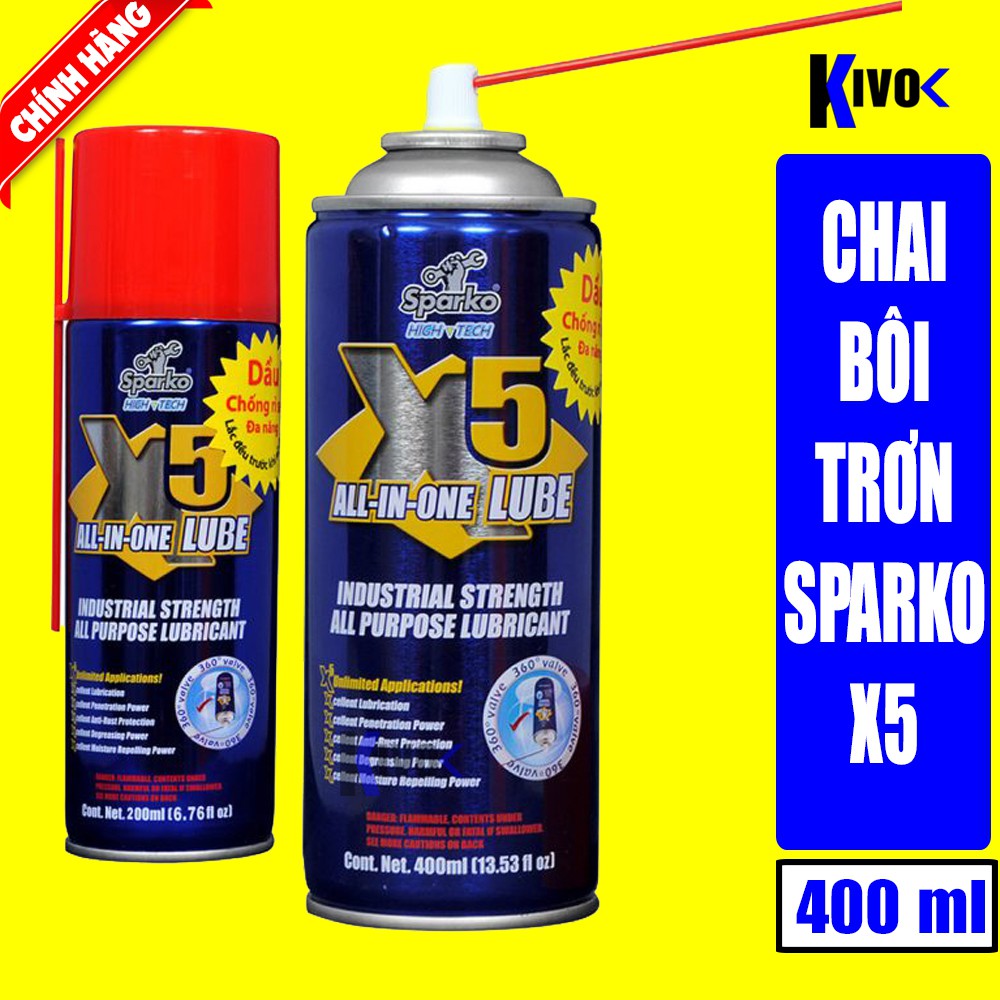 BÌNH Xịt Chống Rỉ Sét Và Bôi Trơn SPARKO 400ml - Chai Dầu Bôi Trơn Phá Rỉ Sét Xích Xe Đạp, Xe Tay Ga, Quạt, động cơ