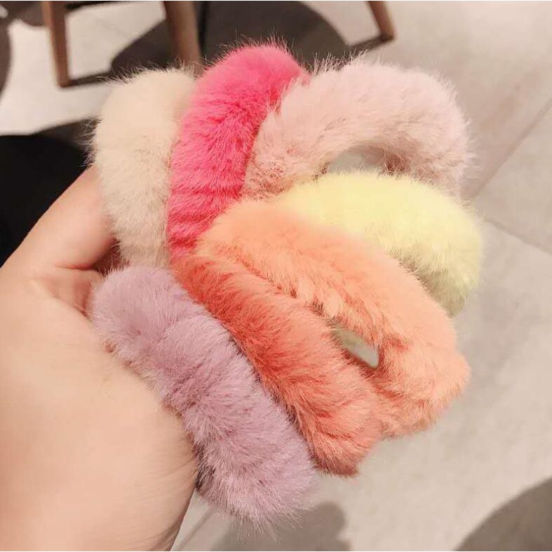 Dây cột tóc lông nhiều màu ngẫu nhiên xinh xắn thời trang cho nữ