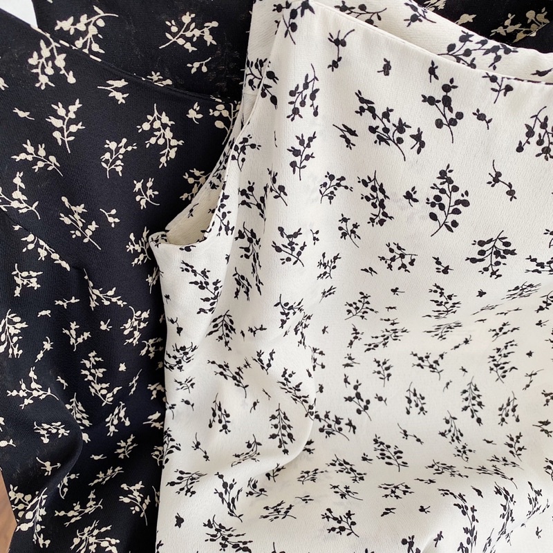 Váy hai dây CHERRYCOCO 40405 dáng suông, hoạ tiết lá nhí, vải voan thoáng mịn siêu mát | BigBuy360 - bigbuy360.vn