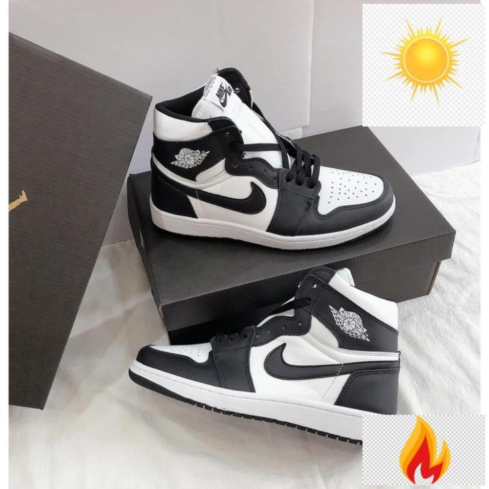 Giày Sneaker Nam Nữ Đen Trắng, Giày Nike Air Jordan 1 JD1 Panda High Cổ Cao Bản Da Xịn H9 -HK*(