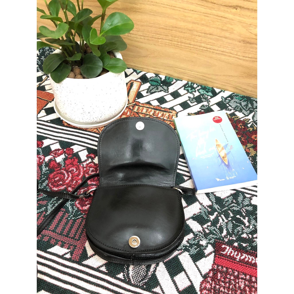 Túi đeo chéo mini hiệu Vera Pelle của Ý da mộc