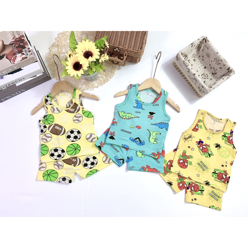 Bộ Ba Lỗ Cotton Nhiều Hình Cho Bé Trai Bé Gái Mềm Mịn