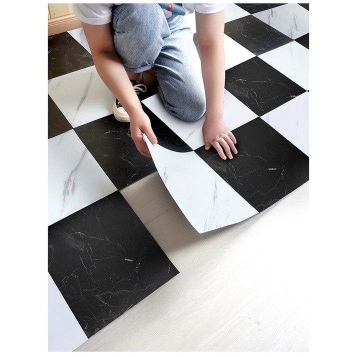 Miếng Dán Sàn Nhà Bằng PVC Họa Tiết Vân Đá Chống Thấm Nước Tiện Dụng Cho Nhà Tắm/ Nhà Bếp