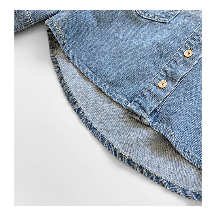 Áo jean denim wax dài tay cao cấp cho bé A824