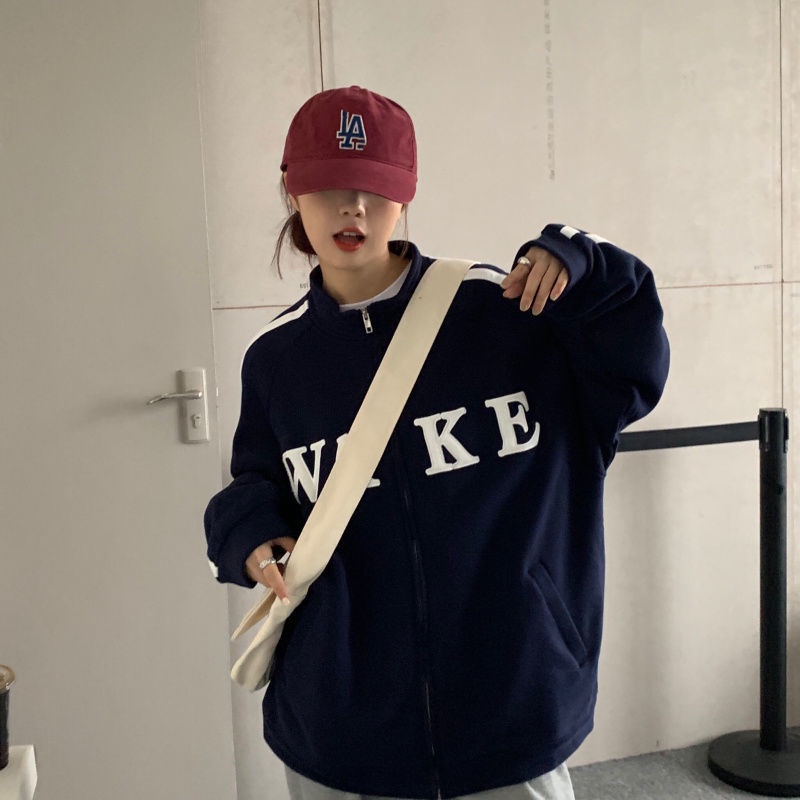 Áo Khoác Thể Thao Dáng Rộng In Chữ Đơn Giản Kiểu Hàn Quốc Thời Trang Mùa Thu 2022