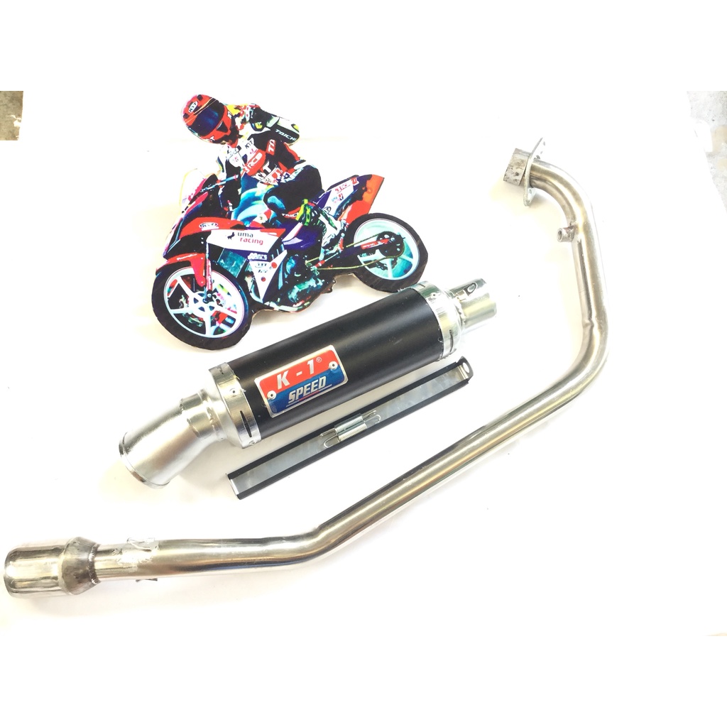 Pô K1 ĐEN full cổ inox thẳng gắn cho wave, cup, dream, exciter, winer, sonic, raider fi, satria, gsx,...