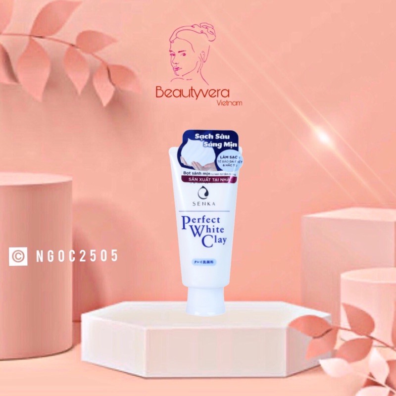 (Date 2023) Sữa rửa mặt tạo bọt chiết xuất đất sét trắng Senka Perfect White Clay