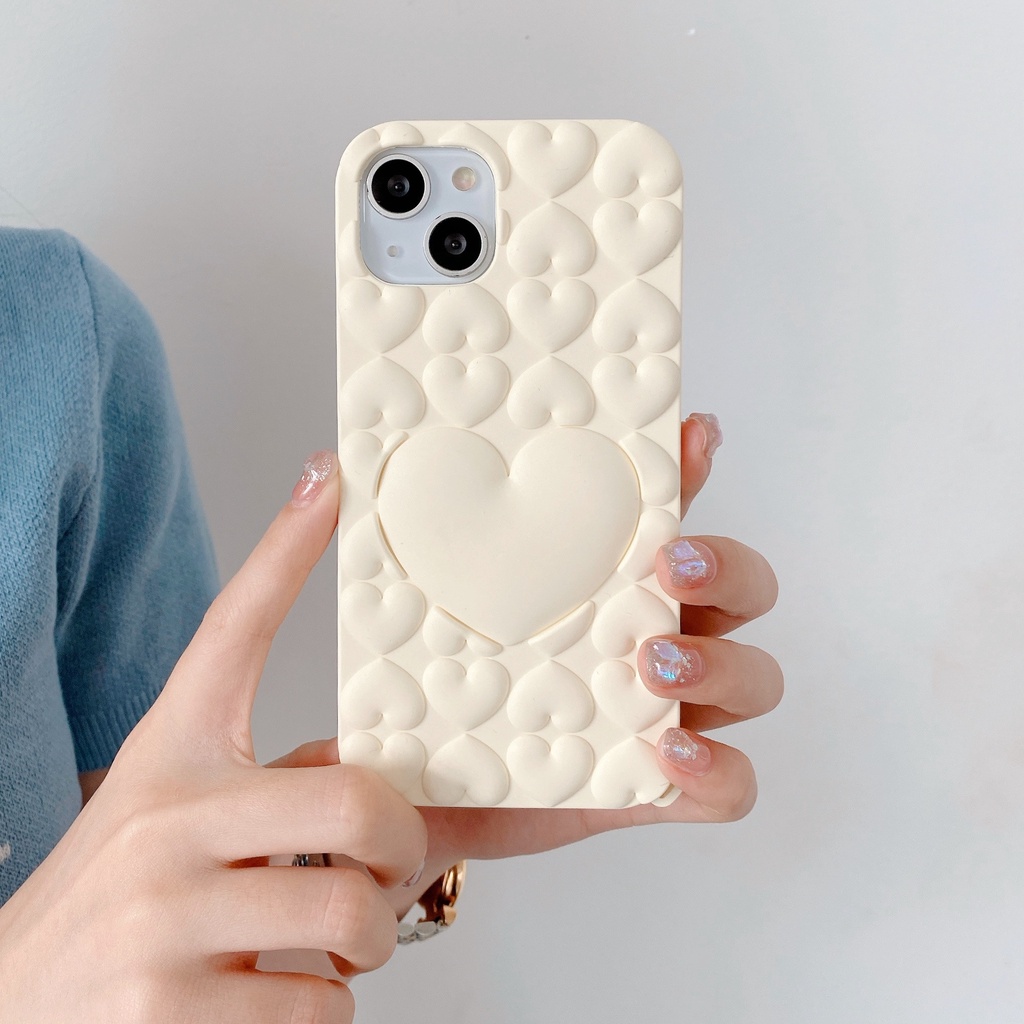 Ốp Điện Thoại Tpu Silicon Mềm Chống Sốc Hình Trái Tim 3D 4 Màu Tùy Chọn Cho iPhone 14 13 12 11Pro XS Max X XR Plus