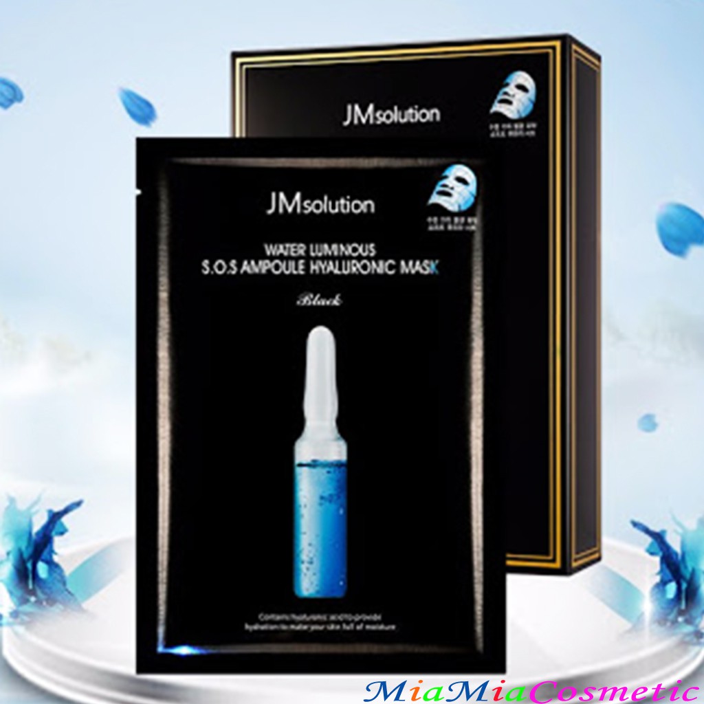 Mặt Nạ JM Solution Cấp Nước Khẩn Cấp Xanh nhỏ (miếng lẻ) Jmsolution Water Luminous S.O.S Ampoule Hyaluronic Mask Black