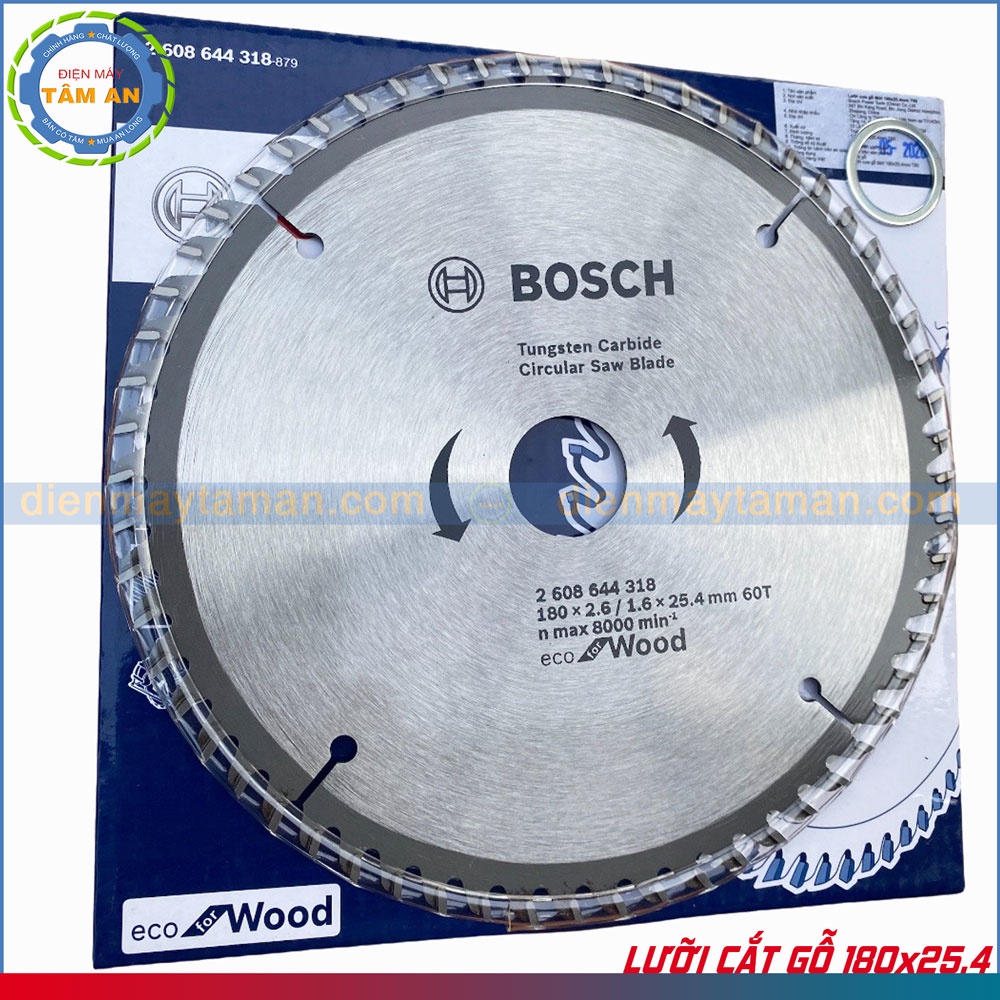 Lưỡi cưa gỗ 180mmx25,4mm BOSCH 60T 2608644318