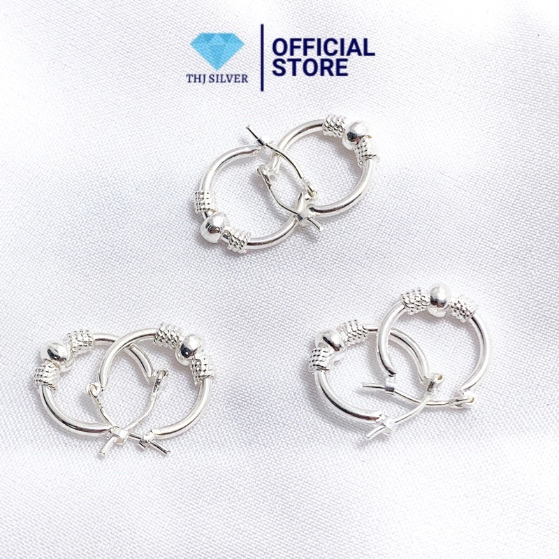 Bông tai bạc,khuyên tai bạc khoá bấm vòng tàu dành cho bé -g43