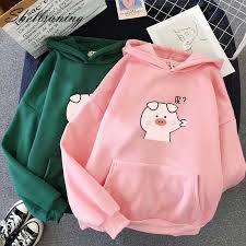 Áo hoodie nữ, áo in hình lợn béo dễ thương.