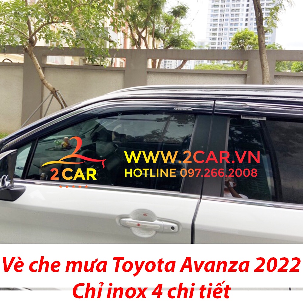 Vè che mưa, viền chắn mưa xe Toyota Avanza 2022 loại chỉ Inox 4 chi tiết cao cấp