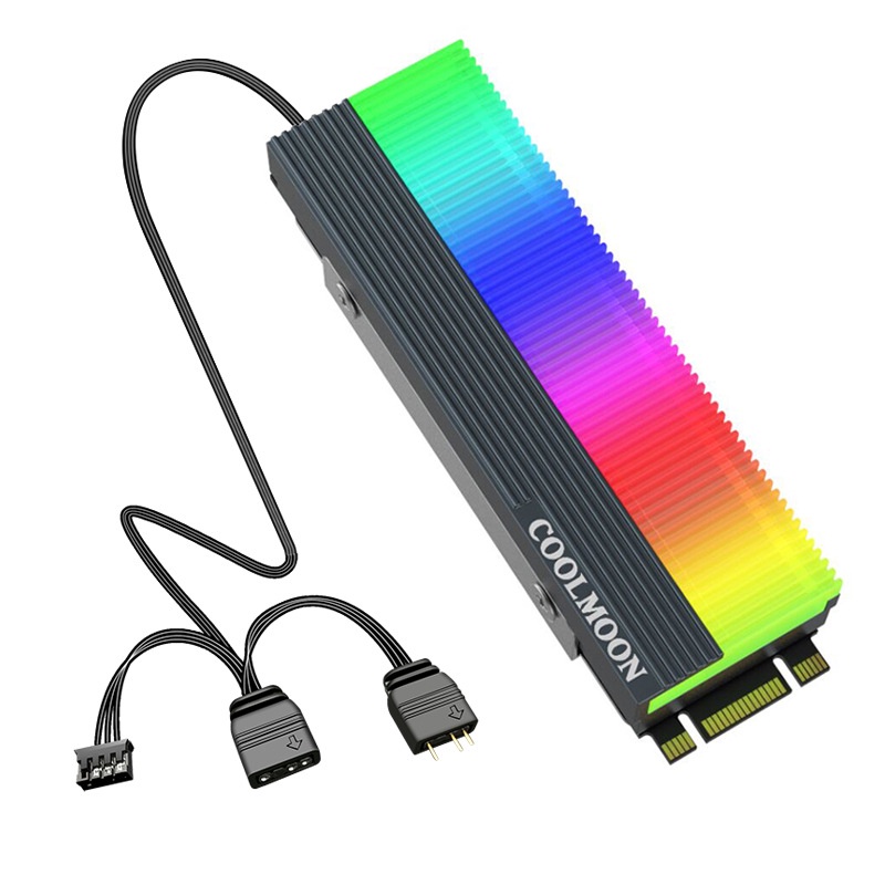 Tản nhiệt SSD M2 2280 kèm LED ARGB Coolmoon Sync mainboard hoặc Coolmoon hub