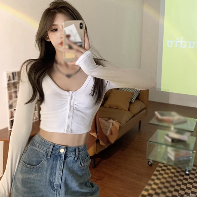 Áo Thun Lửng Tay Dài Thời Trang Dành Cho Nữ