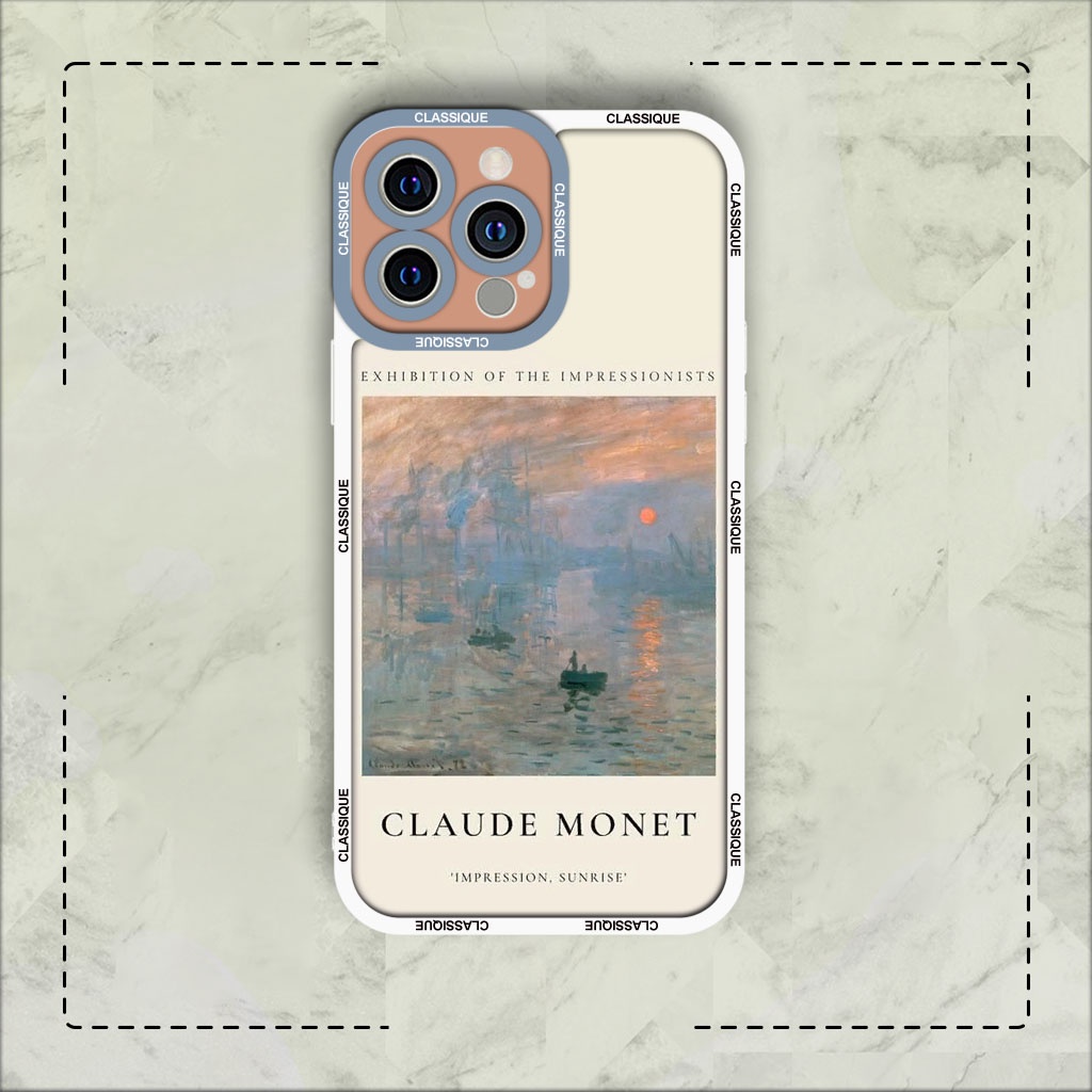 Ốp lưng iphone samsung xiaomi oppo cạnh vuông JM Case Monet Chiều tà
