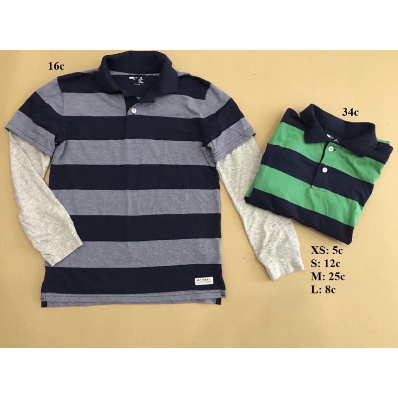 Áo tay dài bé trai polo tay nối Gapkids vnxk