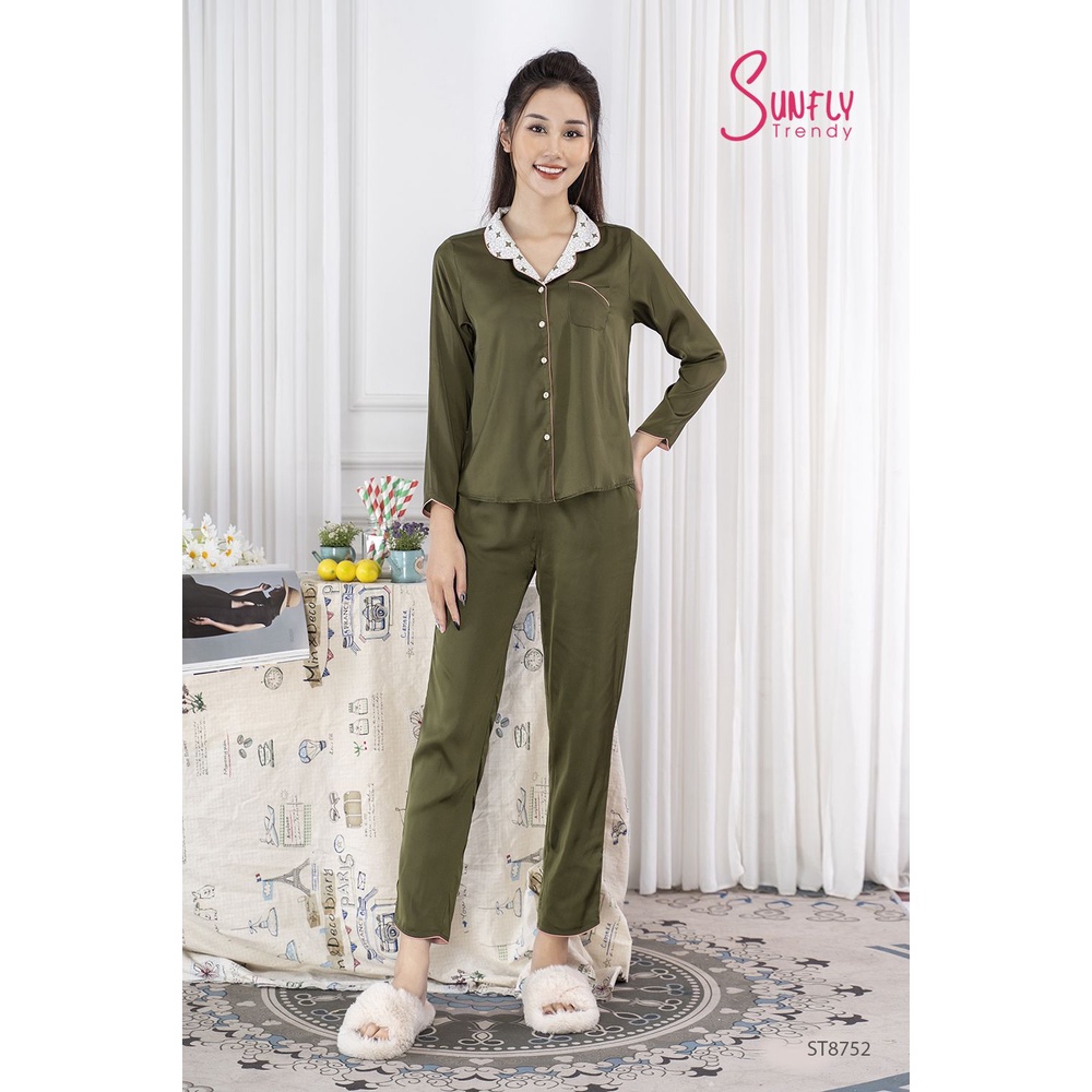 ST8752 BỘ PIJAMAS SUNFLY LỤA ÁO DÀI QUẦN DÀI