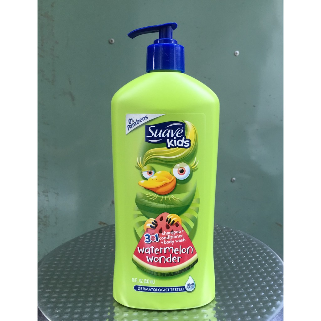 Dầu Gội Xả Tắm Cho Bé Suave Kids 3in1 Hương Dưa Hấu 532ml